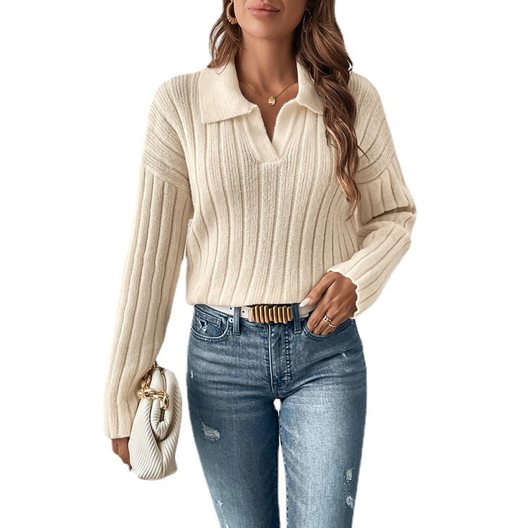 Women's Ribbed Collar Sweater