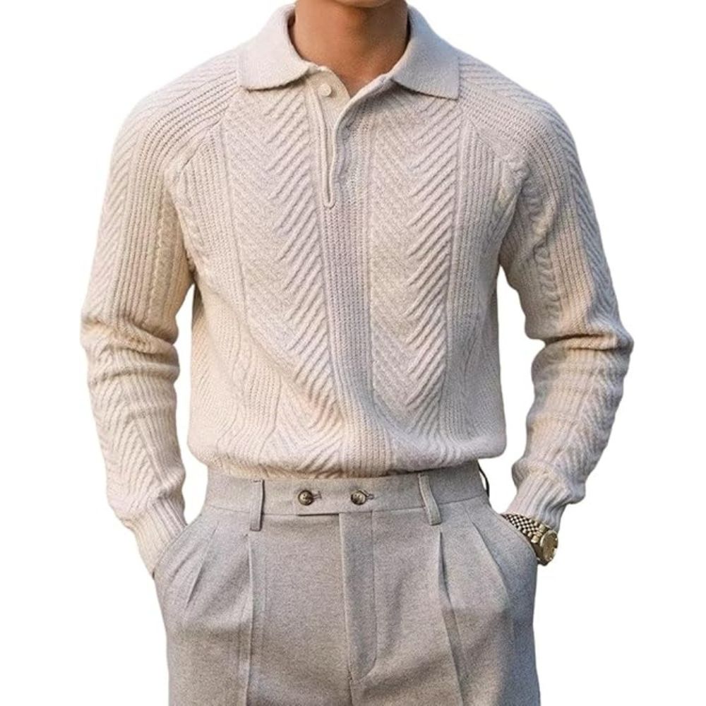 Men's Textured Collar Sweater