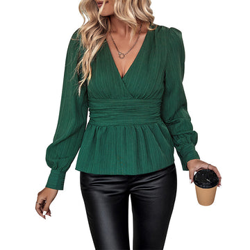 Women's V-Neck Peplum Top